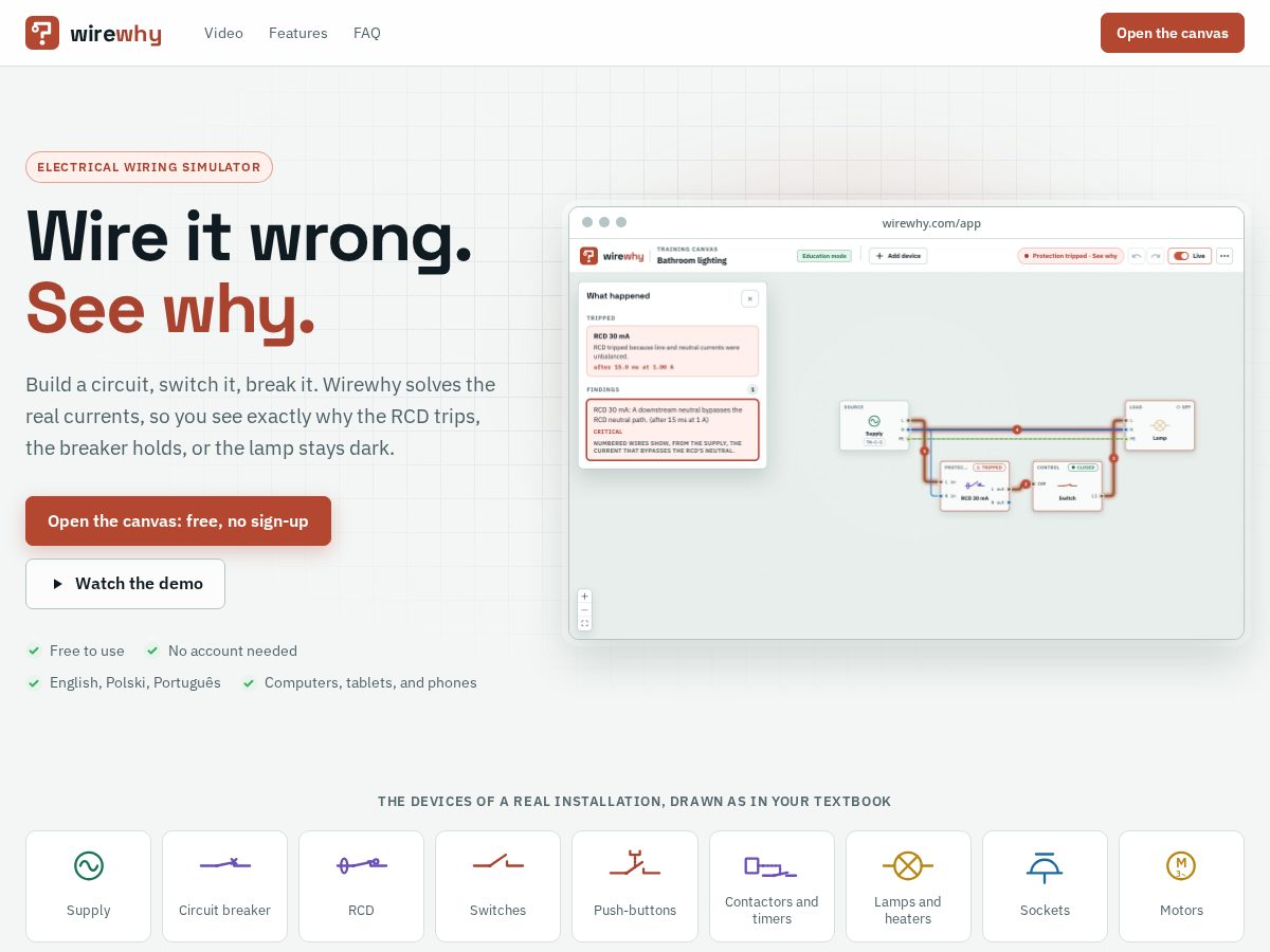 Landing-page snapshot of wirewhy.com