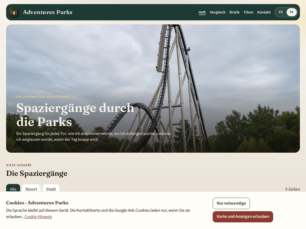 Landing-page snapshot of adventures-parks.com