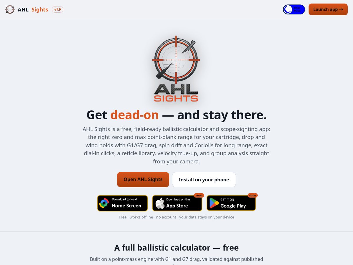 Landing-page snapshot of ahlsight.com