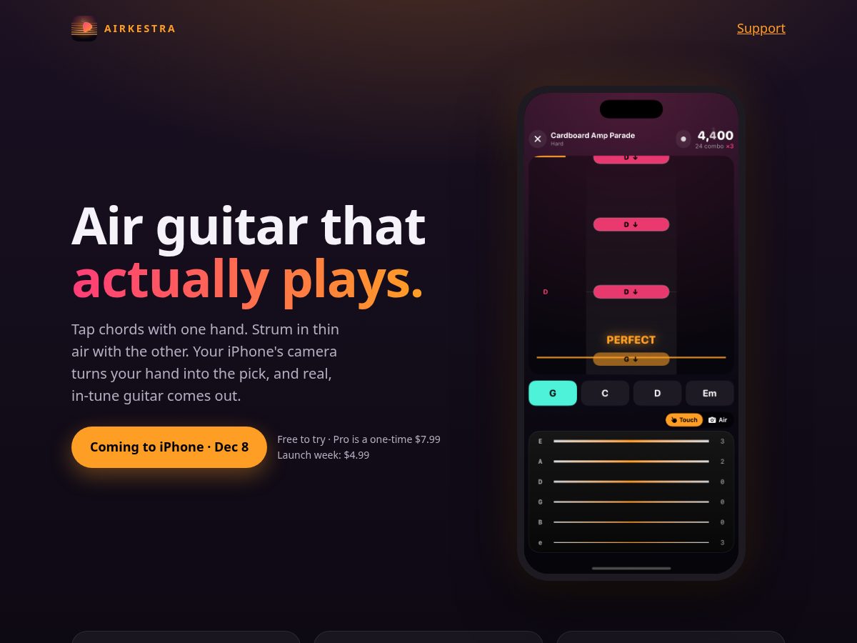 Landing-page snapshot of airkestra.app