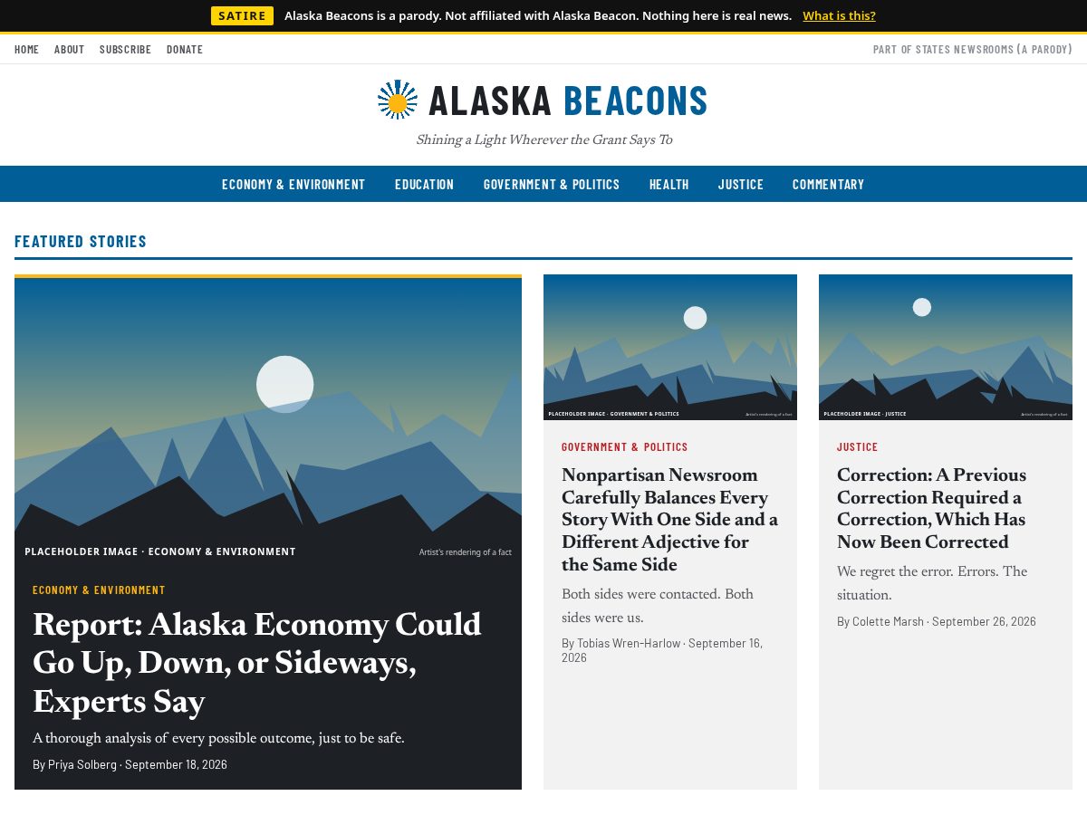 Landing-page snapshot of alaskabeacons.com