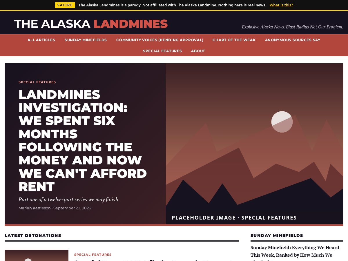 Landing-page snapshot of alaskalandmines.com