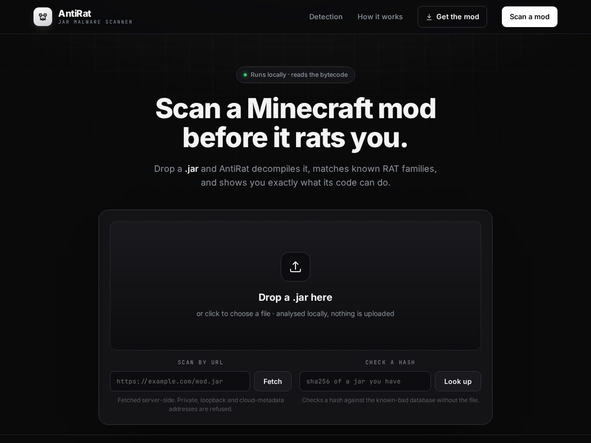 Landing-page snapshot of antirat.org