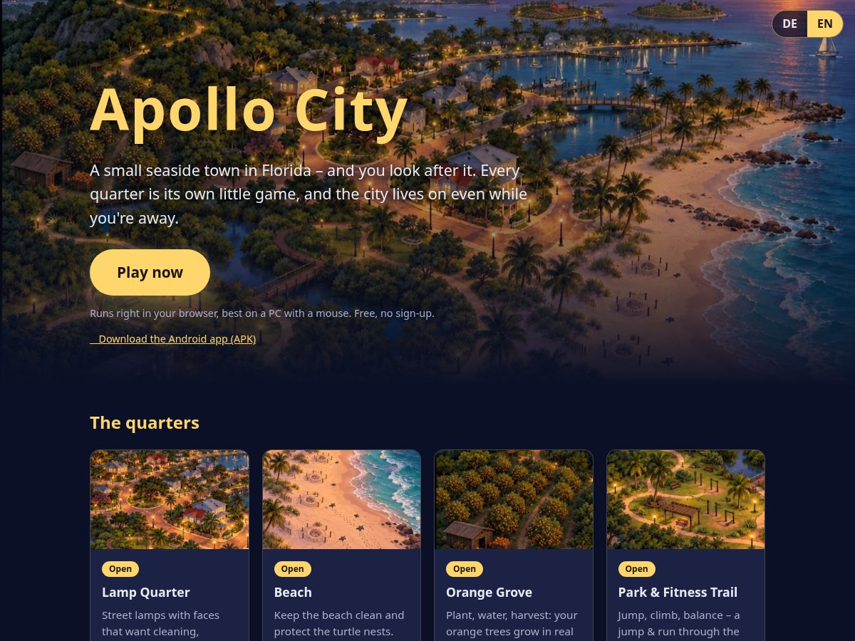 Landing-page snapshot of apollo-city.com