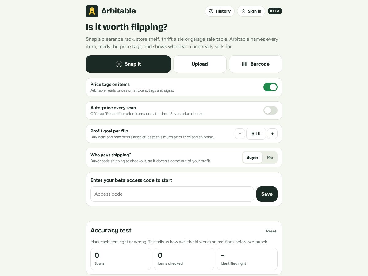 Landing-page snapshot of arbitable.app
