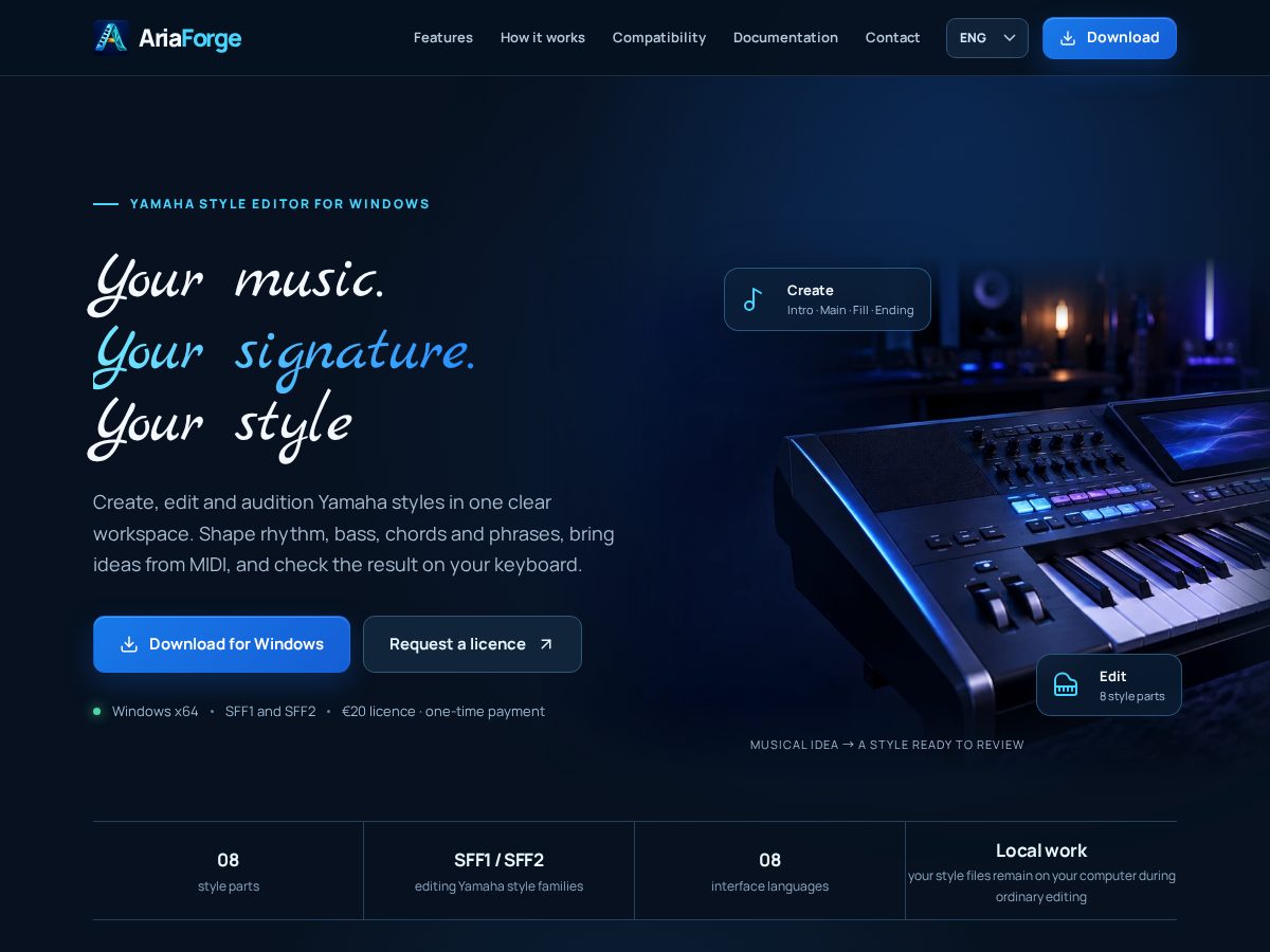 Landing-page snapshot of ariaforge.life