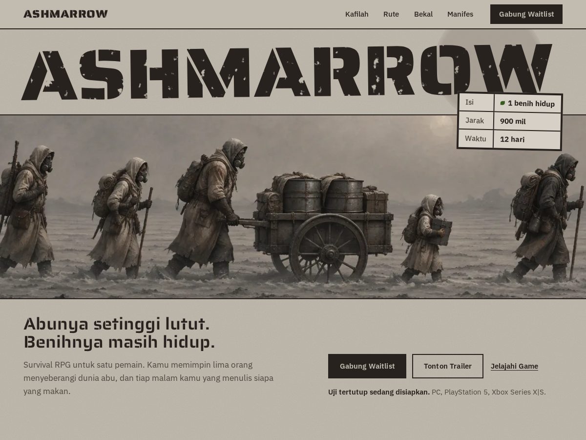 Landing-page snapshot of ashmarrow.com