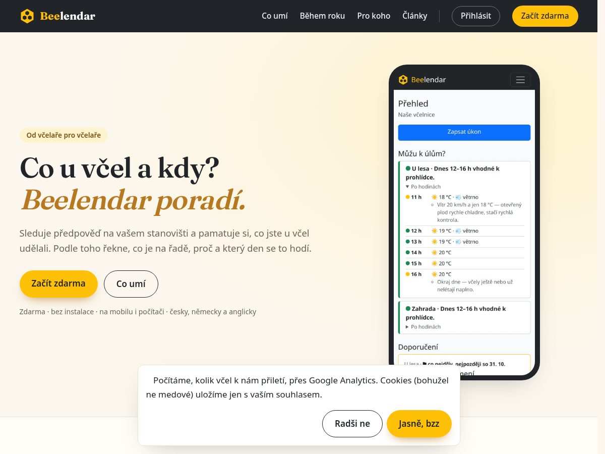 Landing-page snapshot of beelendar.com