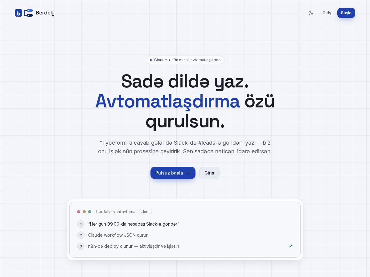Landing-page snapshot of berdely.com
