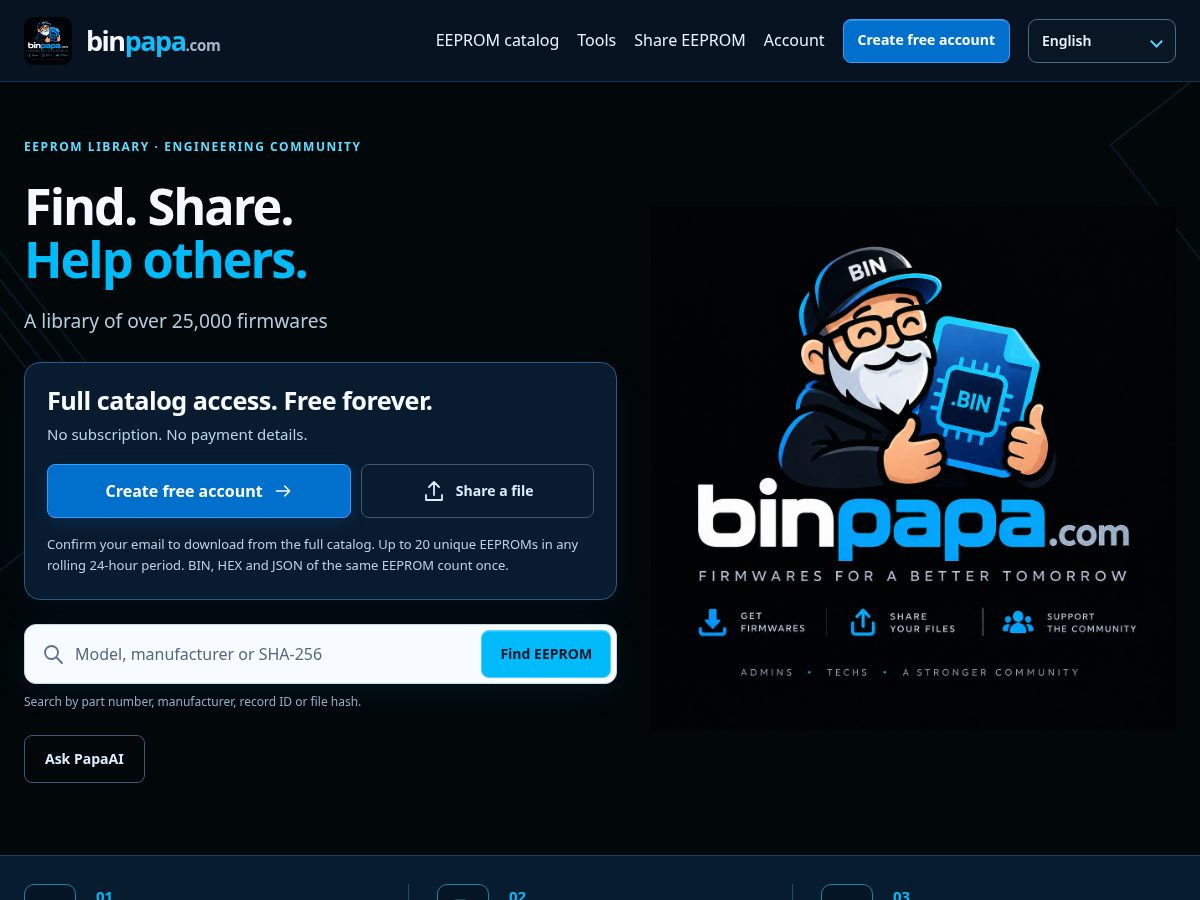 Landing-page snapshot of binpapa.com