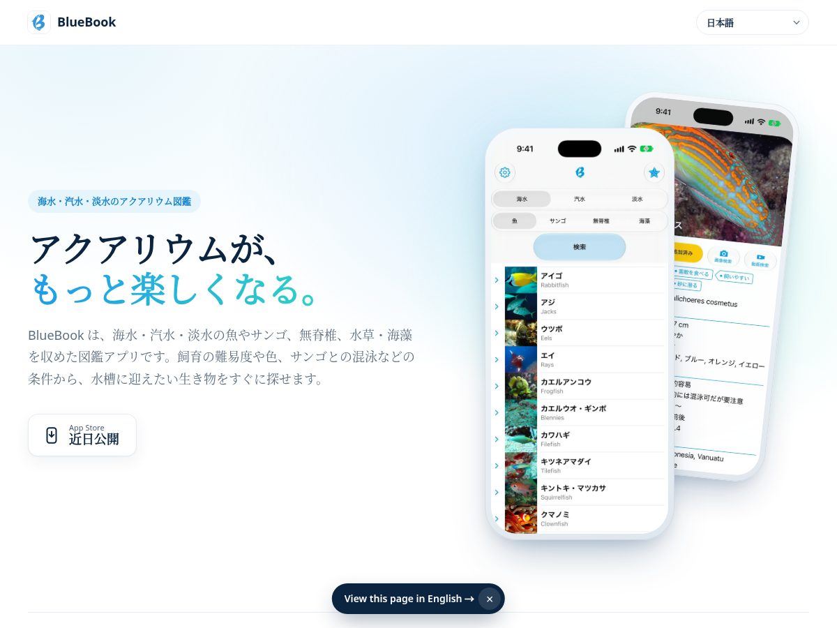 Landing-page snapshot of bluebookapp.life