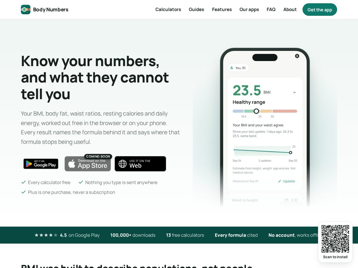 Landing-page snapshot of bodynumbers.app