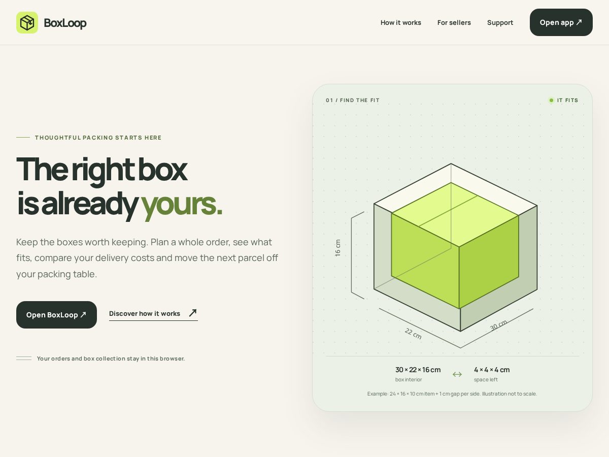 Landing-page snapshot of boxloup.homes