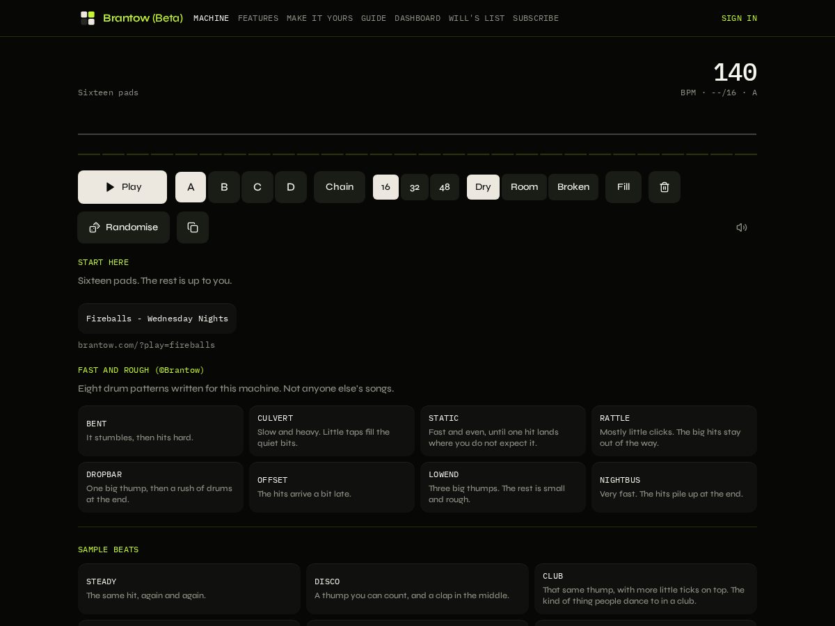 Landing-page snapshot of brantow.com