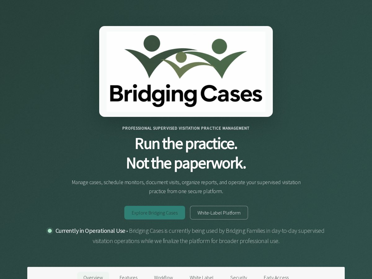 Landing-page snapshot of bridgingcases.net