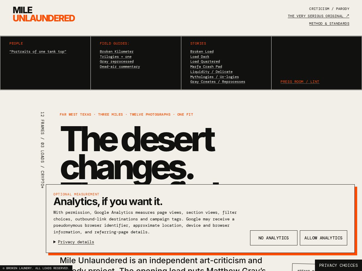 Landing-page snapshot of brokenlaundrette.com