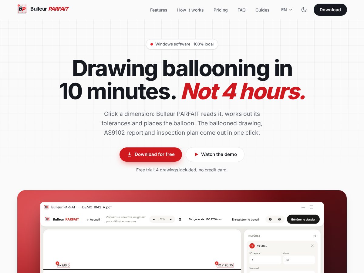 Landing-page snapshot of bulleurparfait.com