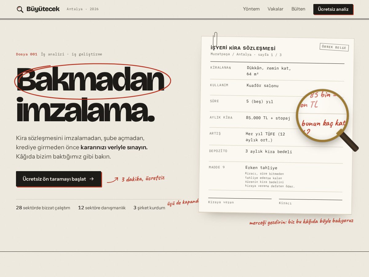 Landing-page snapshot of buyutecek.com