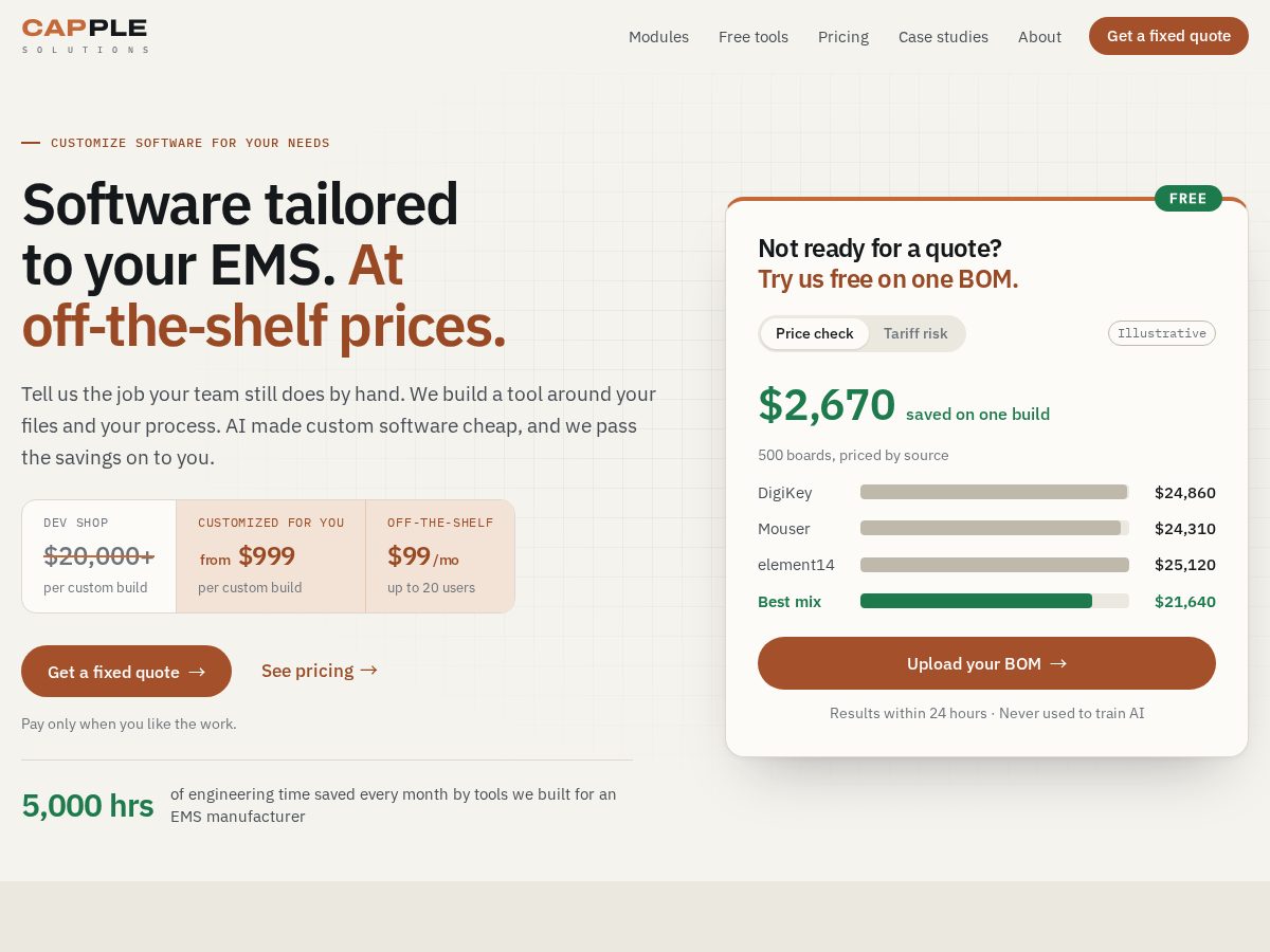 Landing-page snapshot of capplesolutions.com