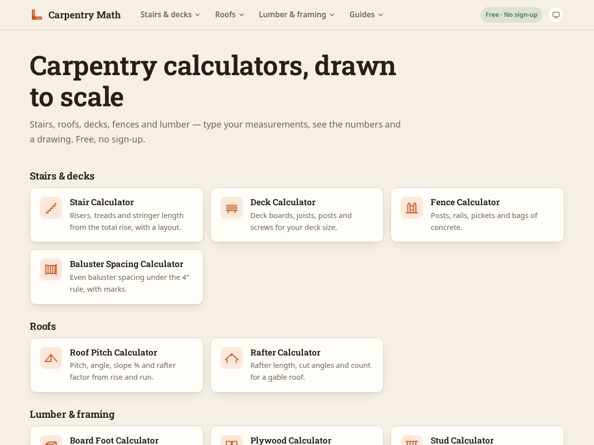 Landing-page snapshot of carpentrymath.com