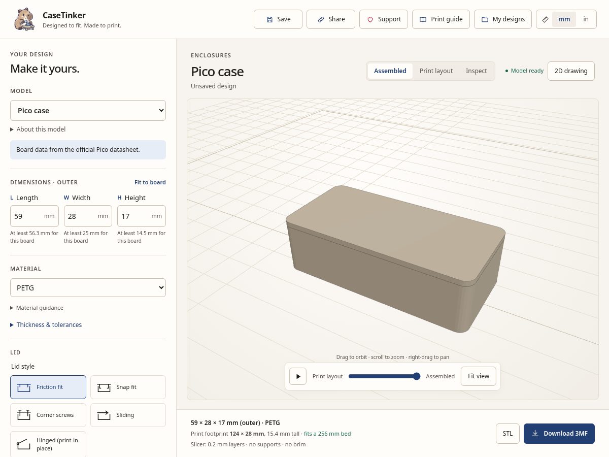 Landing-page snapshot of casetinker.com