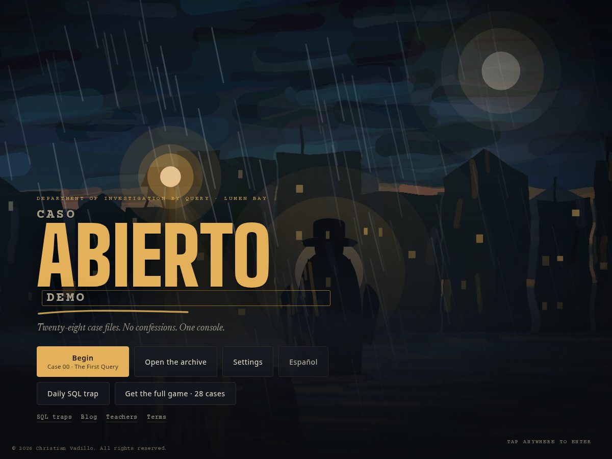 Landing-page snapshot of casoabiertogame.com