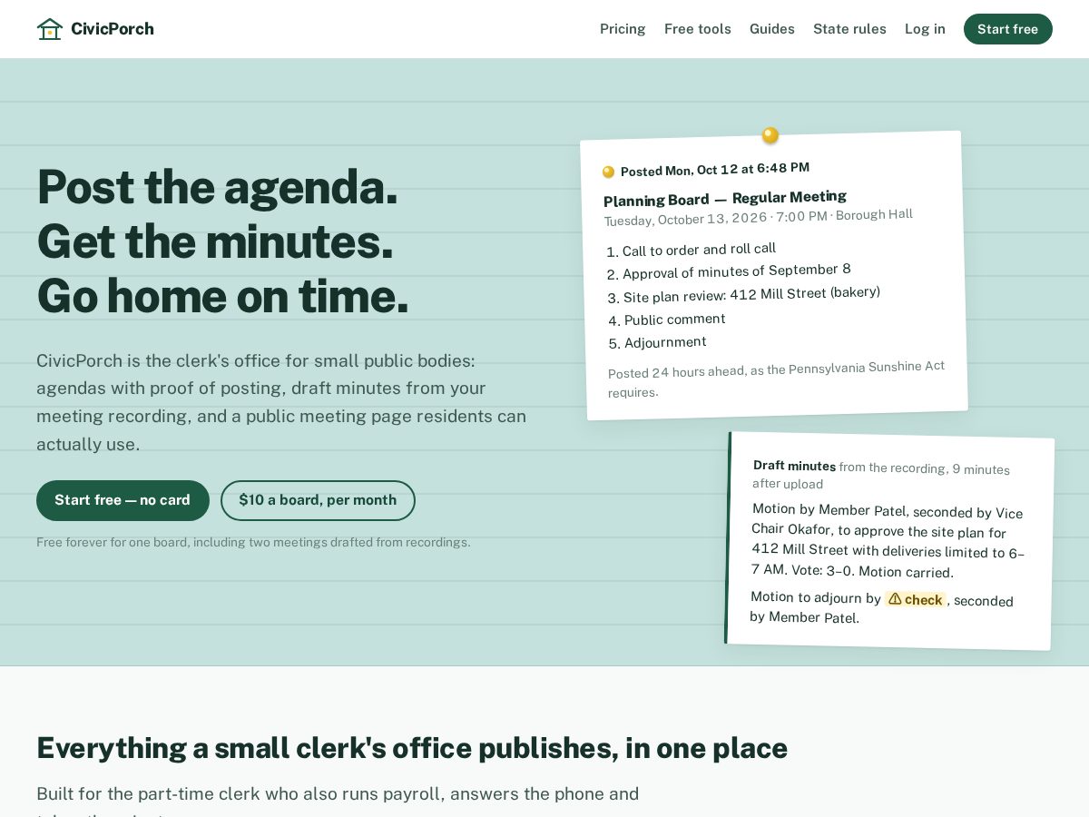 Landing-page snapshot of civicporch.com