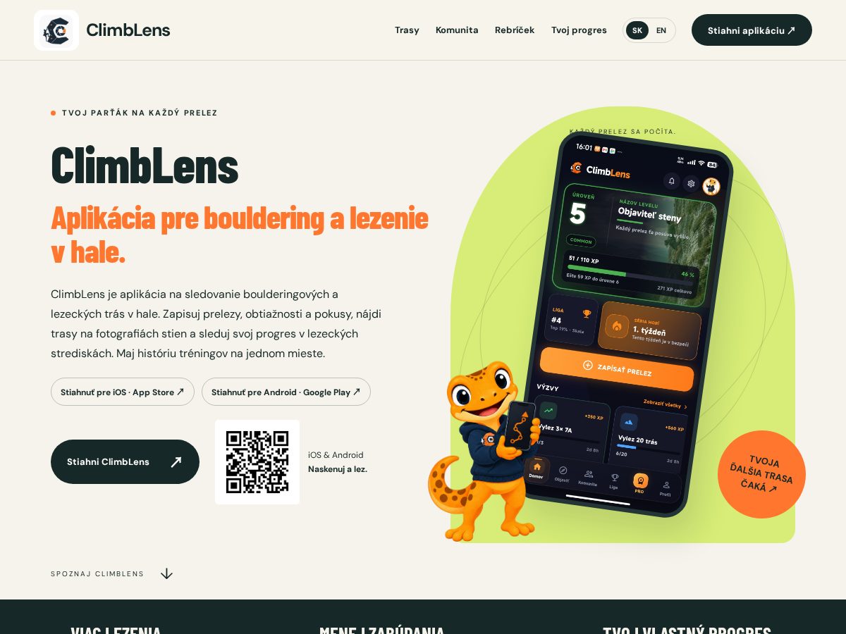 Landing-page snapshot of climblens.com