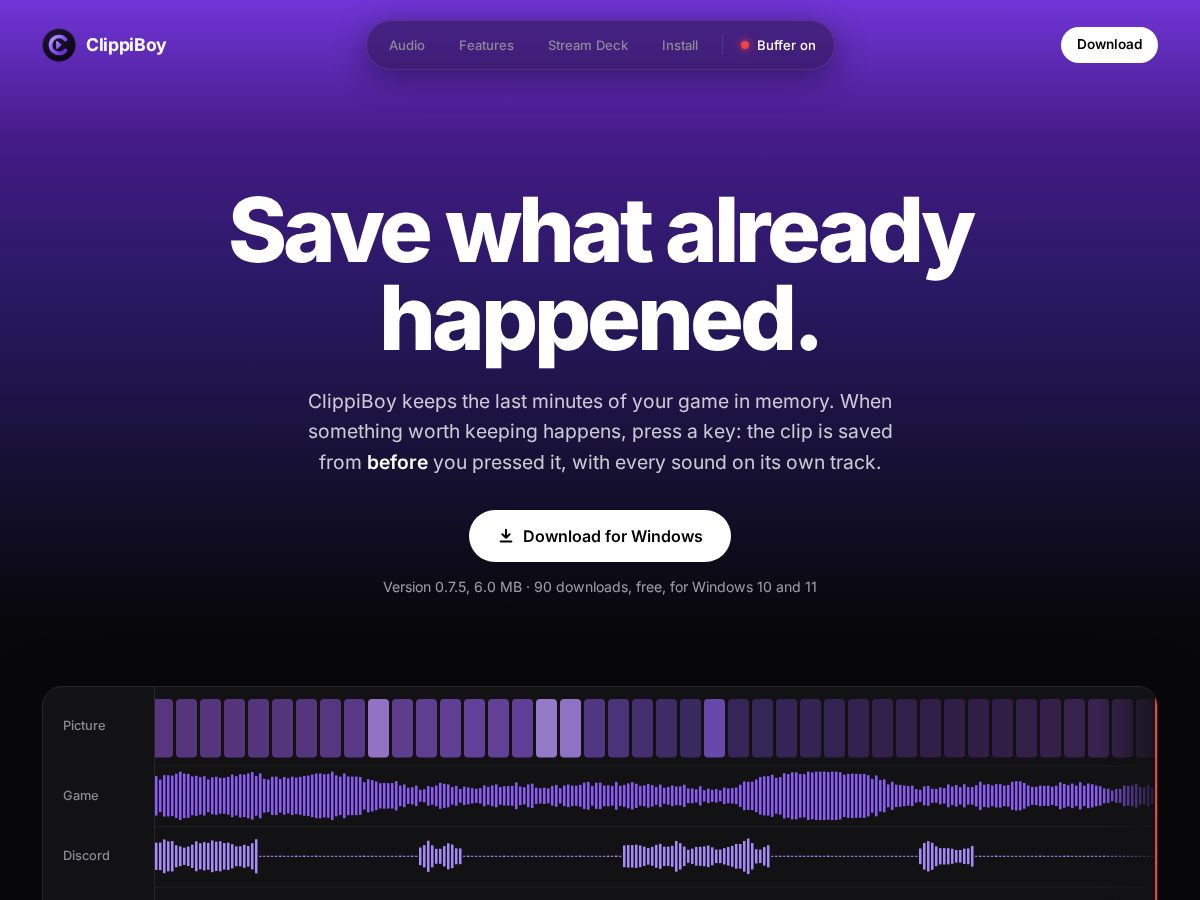Landing-page snapshot of clippiboy.com