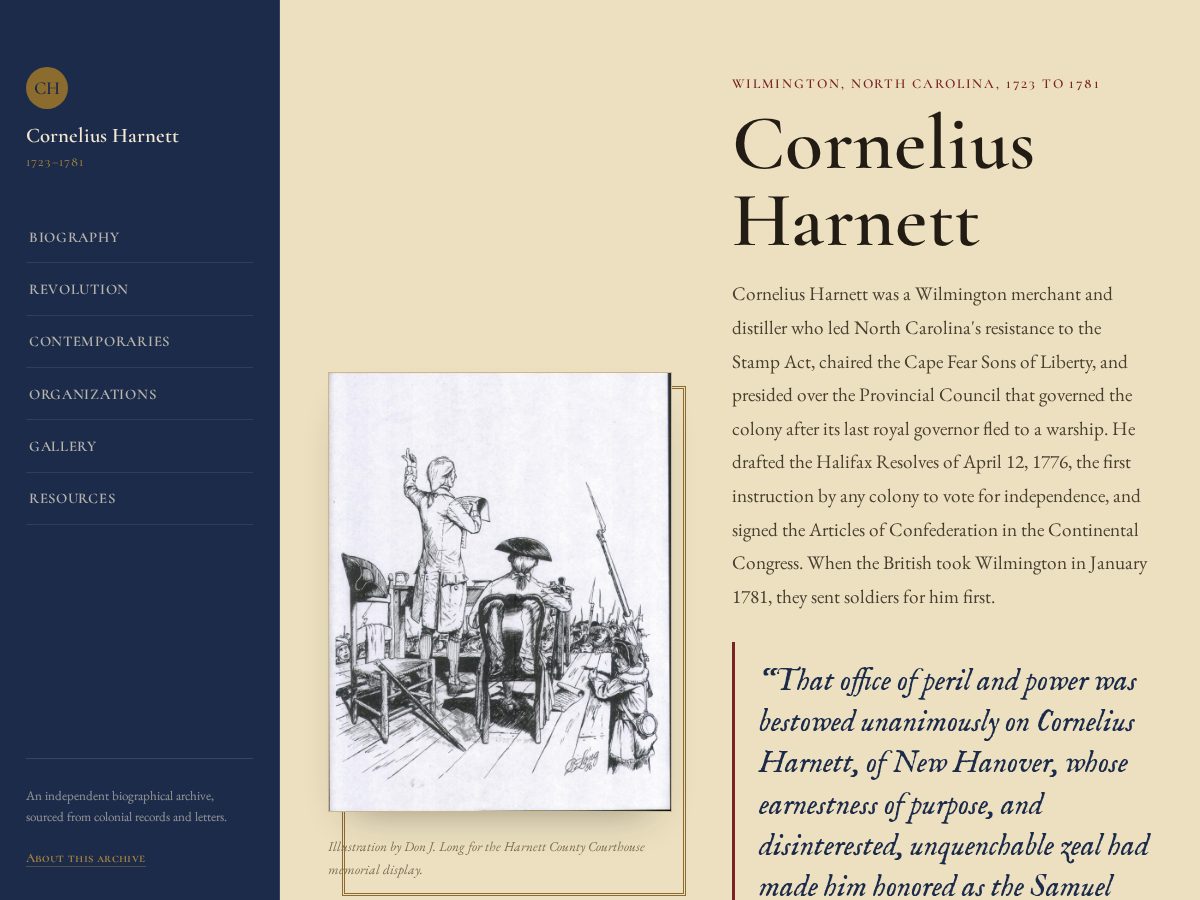 Landing-page snapshot of corneliusharnett.com