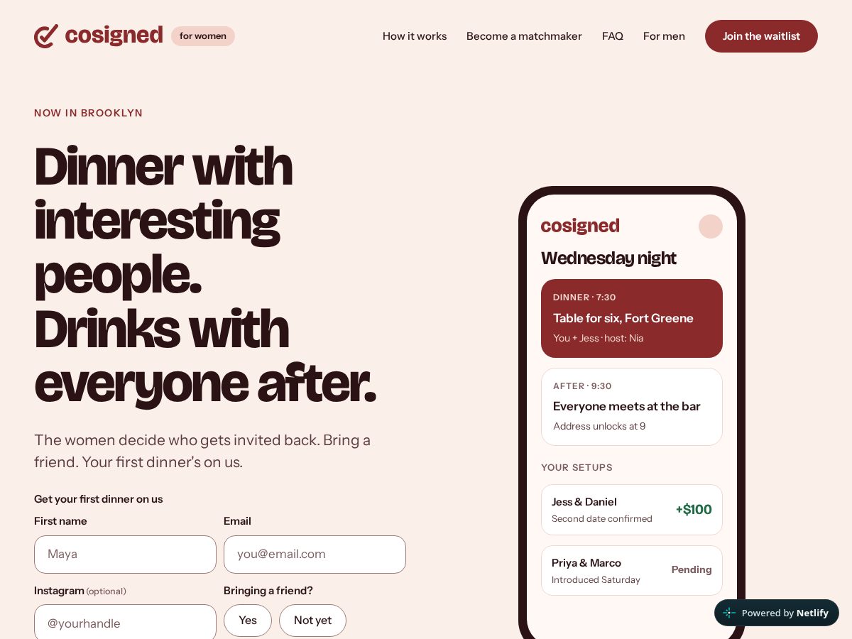 Landing-page snapshot of cosigned.nyc