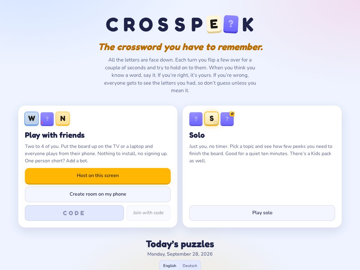 Landing-page snapshot of crosspeek.app