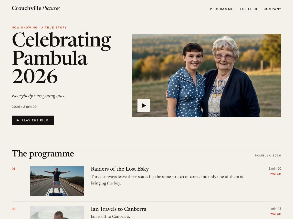 Landing-page snapshot of crouchville.com
