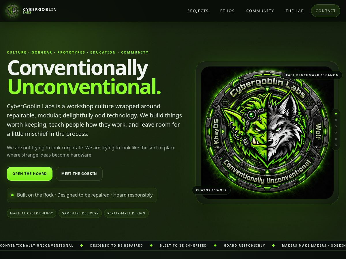Landing-page snapshot of cybergoblinlabs.tech