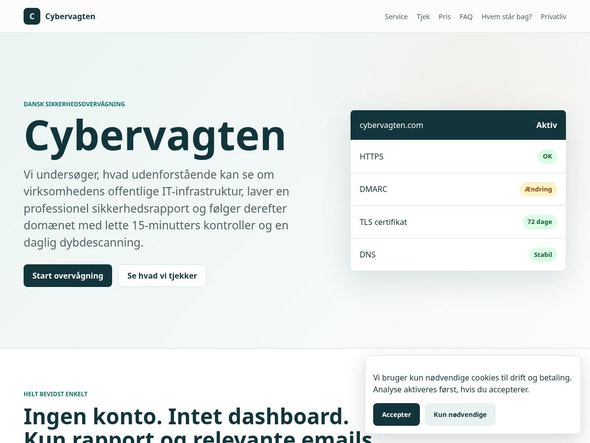 Landing-page snapshot of cybervagten.com