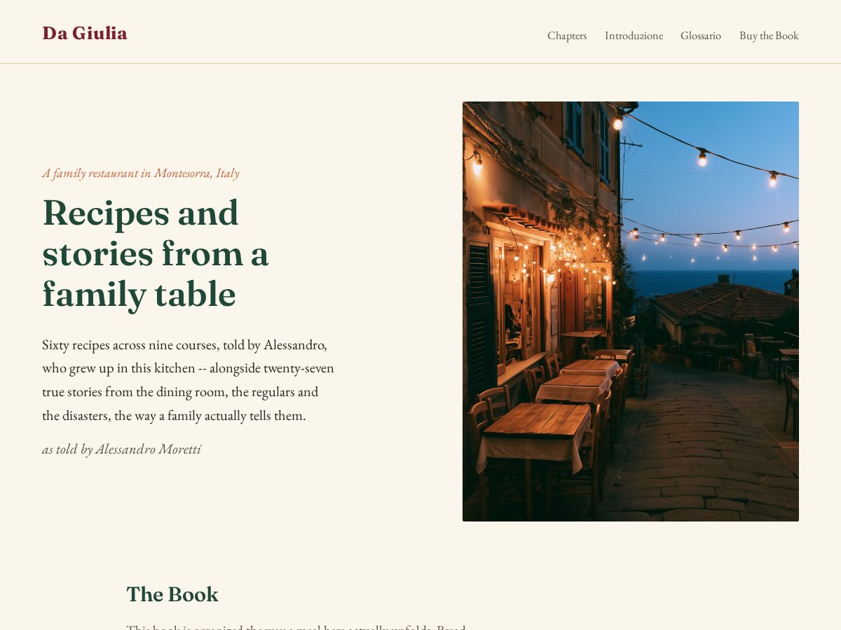 Landing-page snapshot of dagiuliacookbook.com
