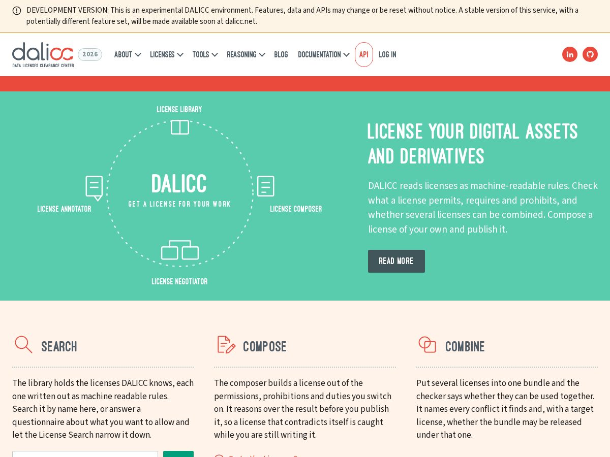 Landing-page snapshot of dalicc-dev.net