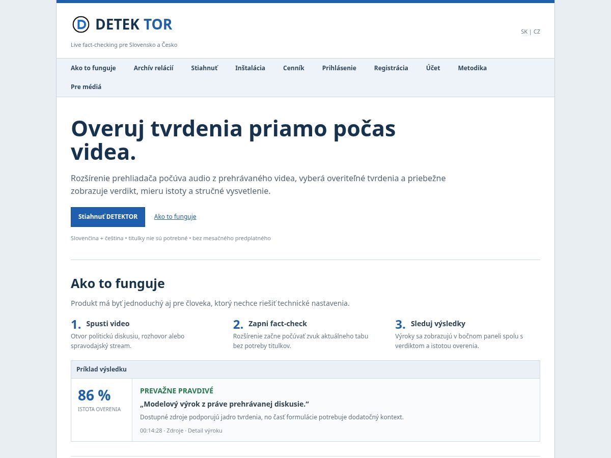 Landing-page snapshot of detektor.live