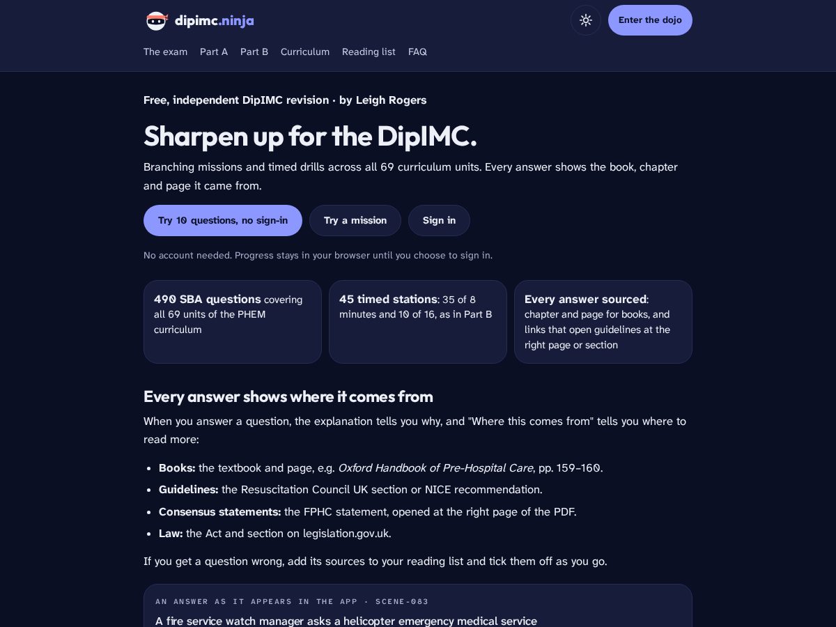 Landing-page snapshot of dipimc.ninja