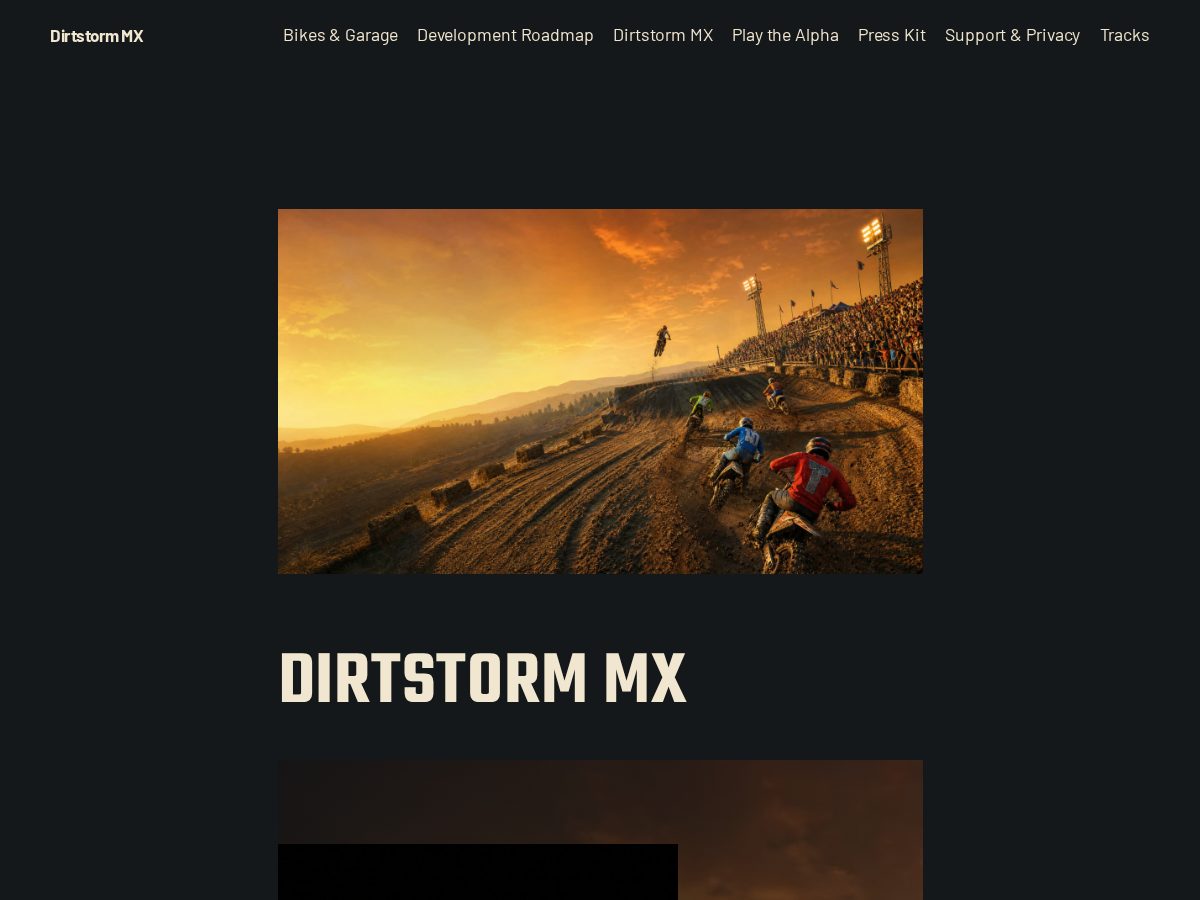 Landing-page snapshot of dirtstormmx.com