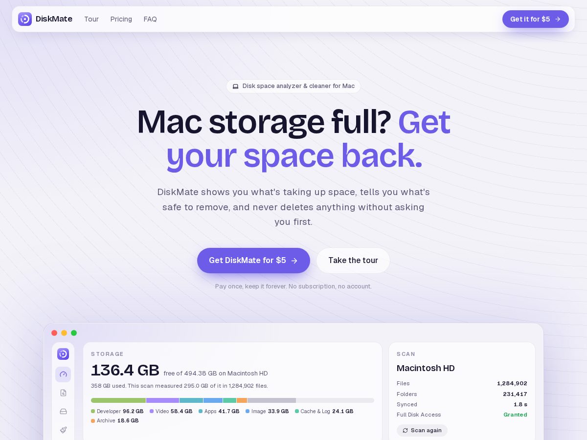 Landing-page snapshot of diskmate.app