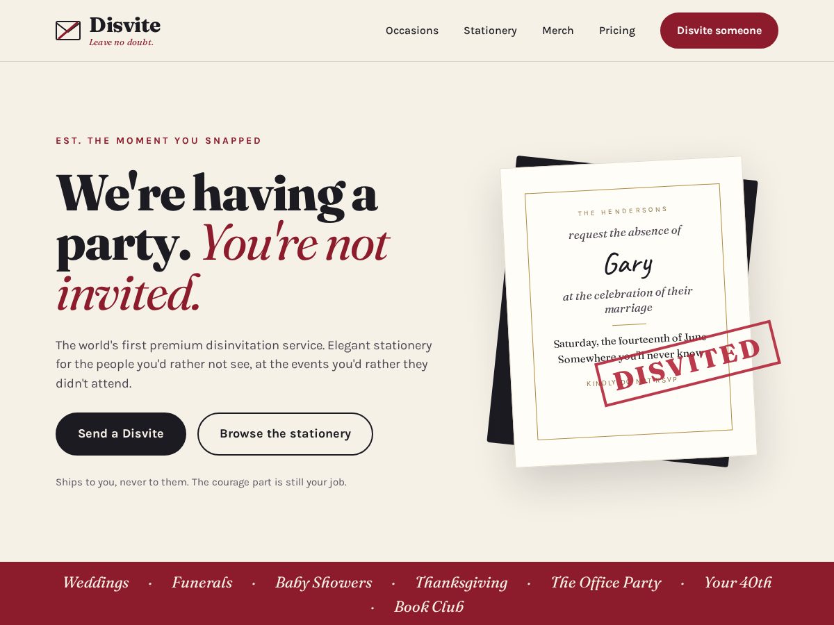 Landing-page snapshot of disvite.com