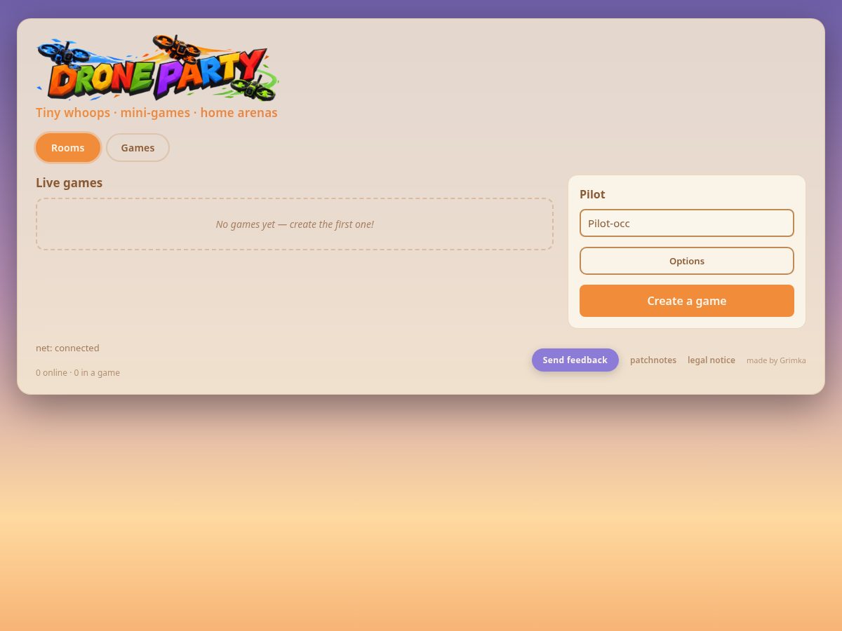 Landing-page snapshot of drone-party.com