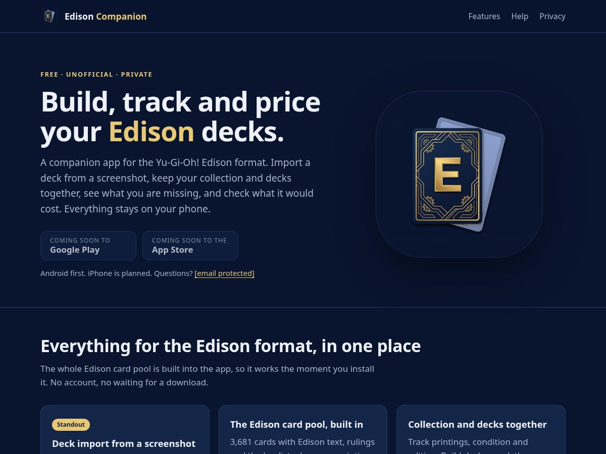 Landing-page snapshot of edisoncompanion.com