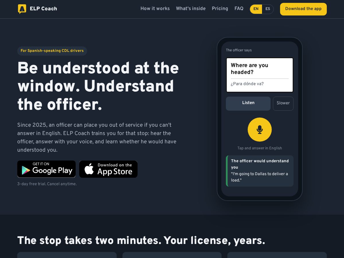Landing-page snapshot of elpcoach.com