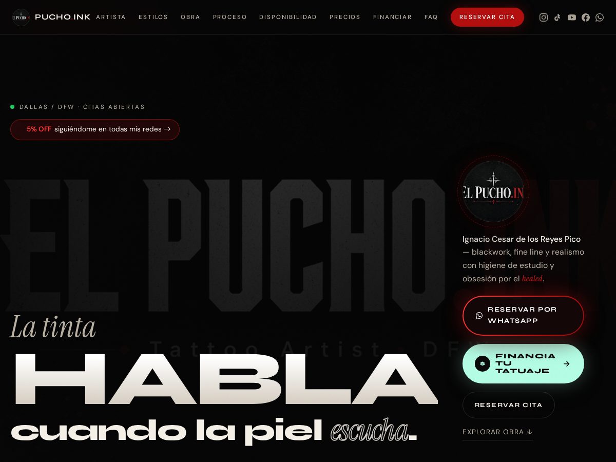 Landing-page snapshot of elpucho.ink