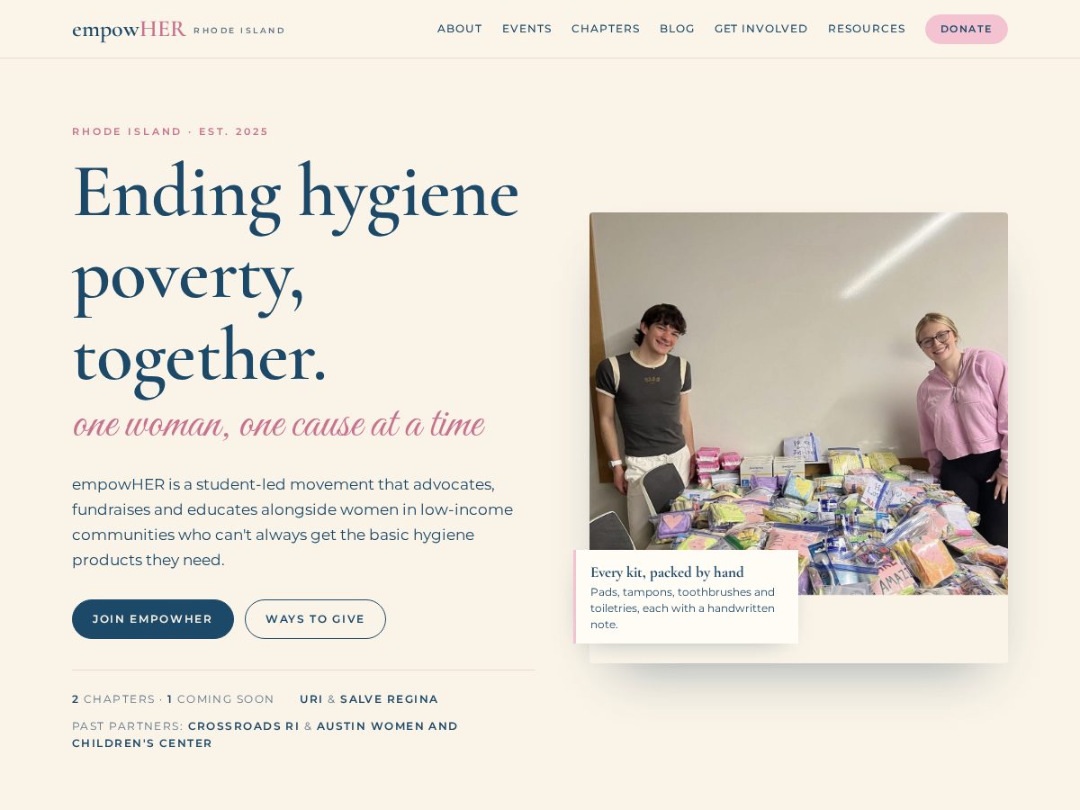 Landing-page snapshot of empowherri.org