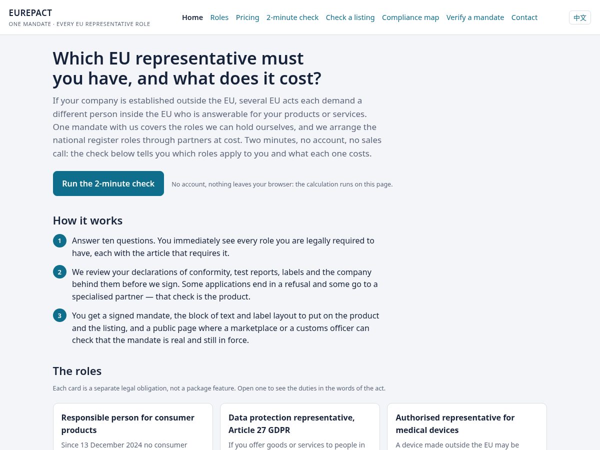 Landing-page snapshot of eurepact.com