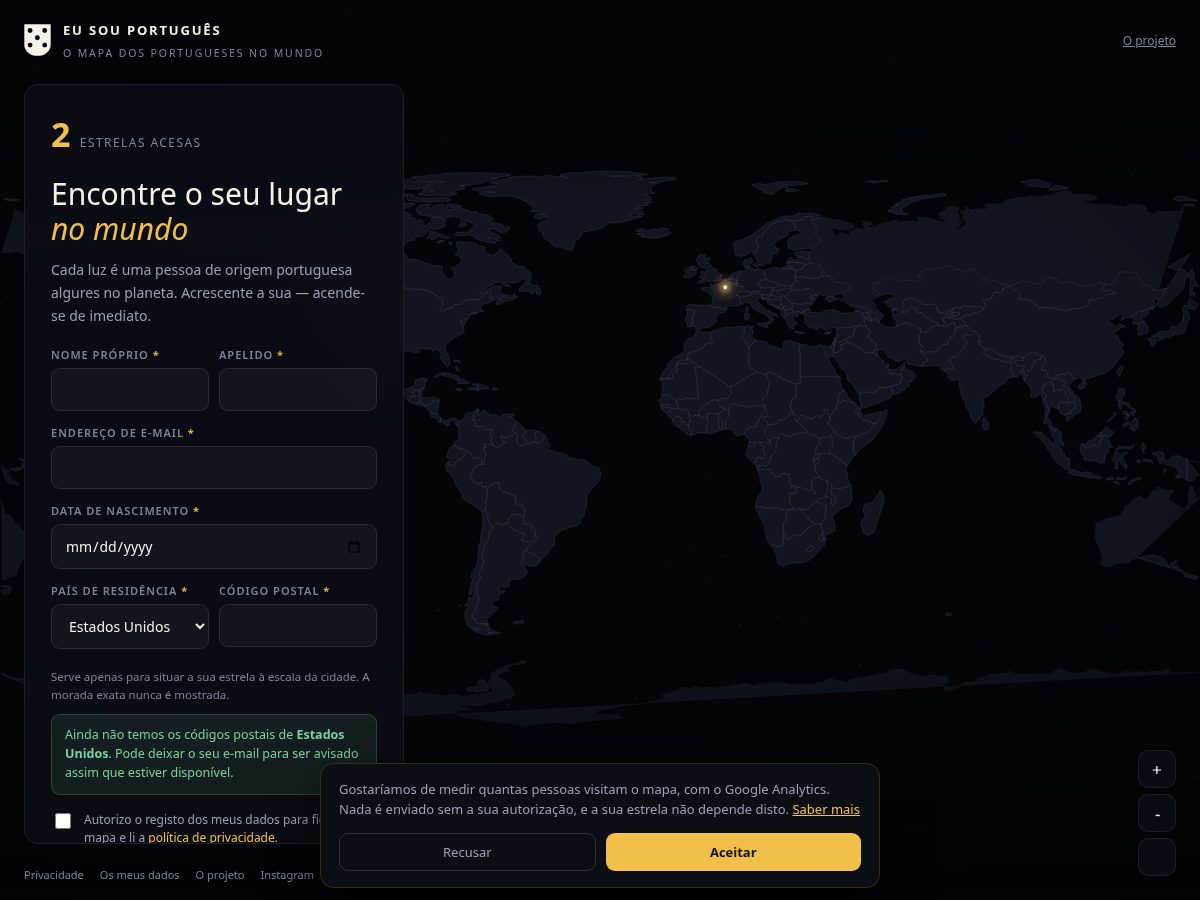 Landing-page snapshot of eusouportugues.com