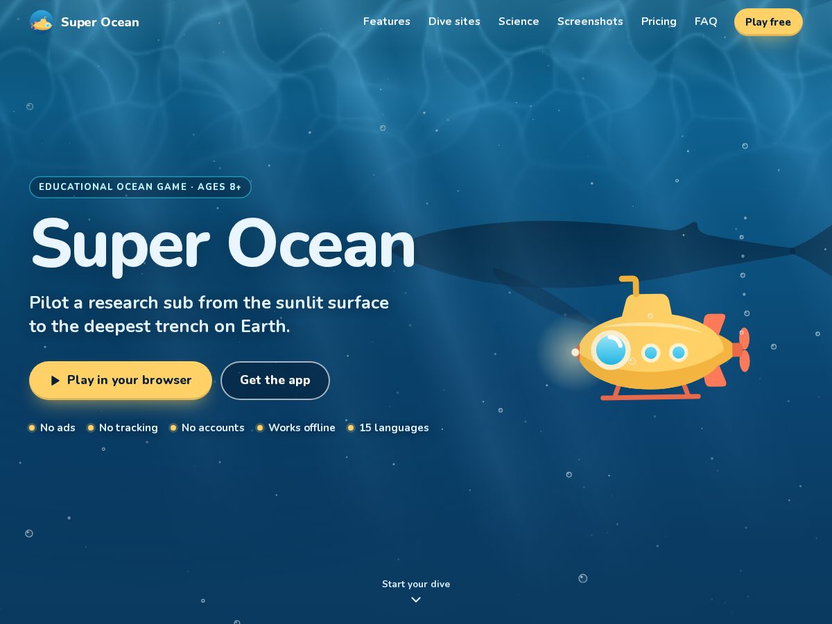 Landing-page snapshot of exploreocean.app